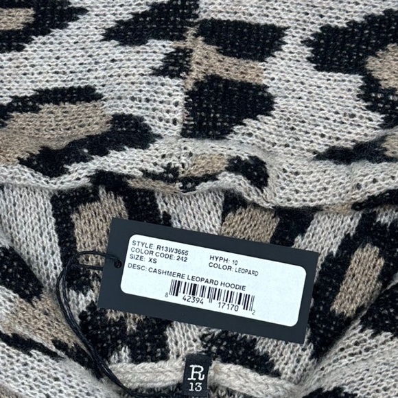 R13 Cashmere Hoodie Oversized Sweater Long Sleeve Leopard🌸 - Picture 16 of 16
